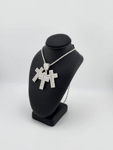 Brand New Sterling Silver 925 Triple Cross Necklace