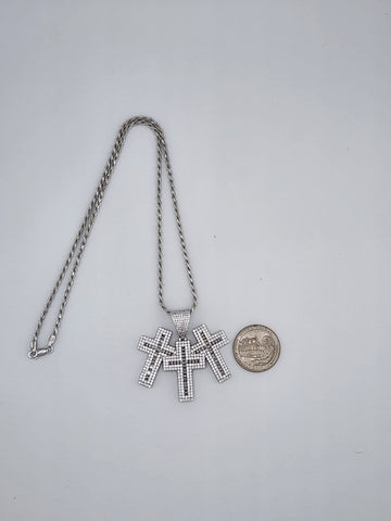 Brand New Sterling Silver 925 Triple Cross Necklace