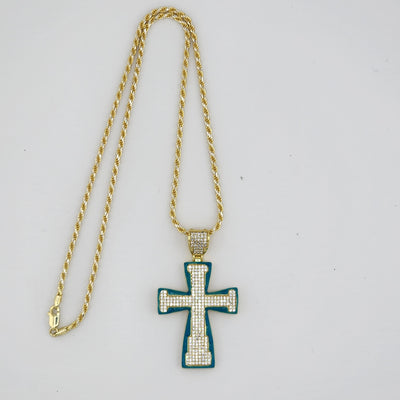 Brand New Sterling Silver 925 Blue Cross Necklace