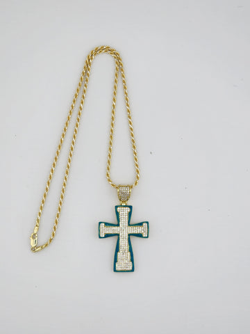 Brand New Sterling Silver 925 Blue Cross Necklace