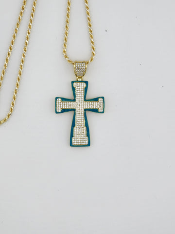 Brand New Sterling Silver 925 Blue Cross Necklace