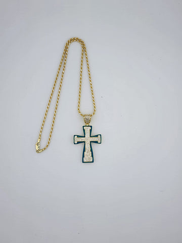 Brand New Sterling Silver 925 Blue Cross Necklace