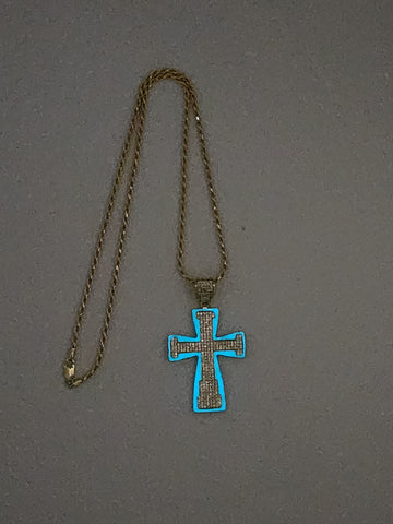 Brand New Sterling Silver 925 Blue Cross Necklace