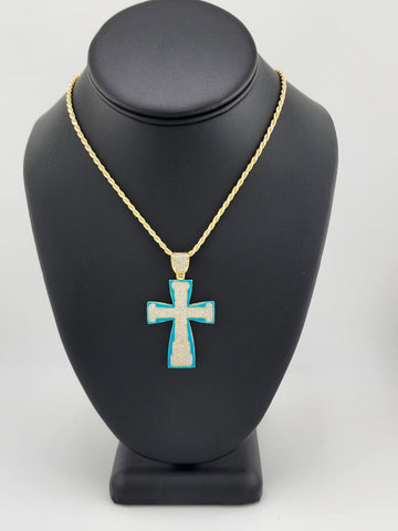 Brand New Sterling Silver 925 Blue Cross Necklace