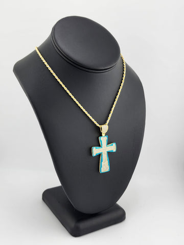 Brand New Sterling Silver 925 Blue Cross Necklace