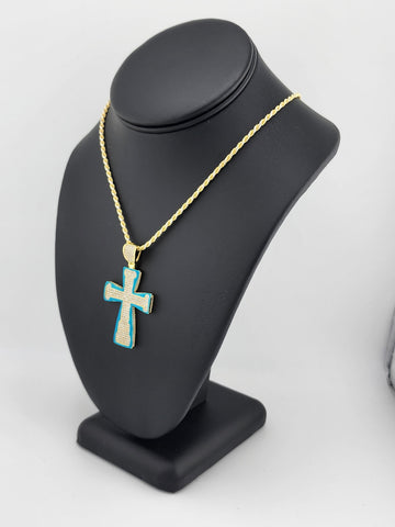 Brand New Sterling Silver 925 Blue Cross Necklace