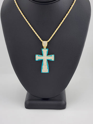 Brand New Sterling Silver 925 Blue Cross Necklace