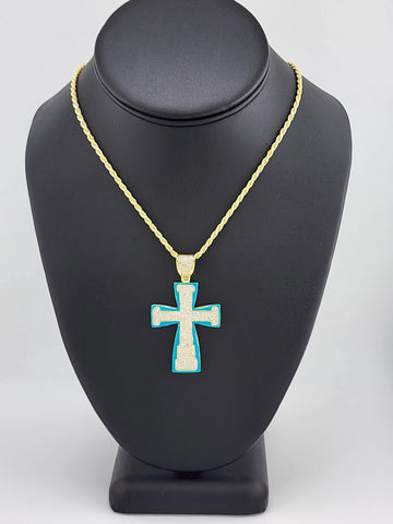 Brand New Sterling Silver 925 Blue Cross Necklace