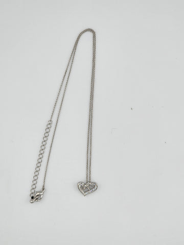 Brand New Sterling Silver 925 Double Heart Necklace