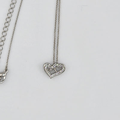 Brand New Sterling Silver 925 Double Heart Necklace