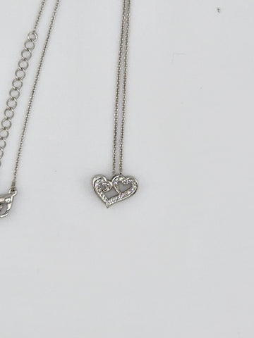 Brand New Sterling Silver 925 Double Heart Necklace