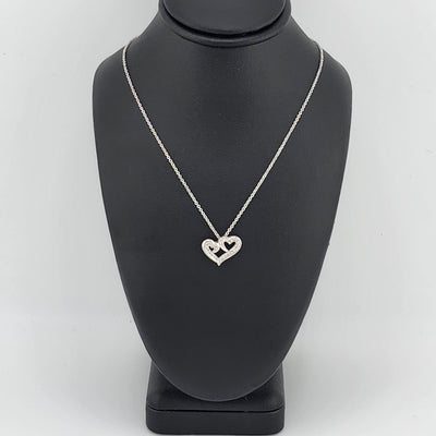 Brand New Sterling Silver 925 Double Heart Necklace