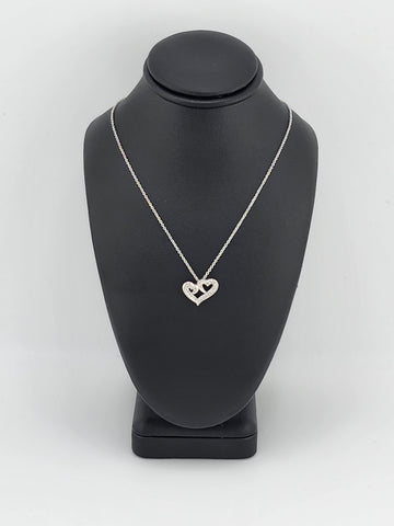 Brand New Sterling Silver 925 Double Heart Necklace