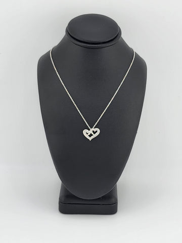 Brand New Sterling Silver 925 Double Heart Necklace