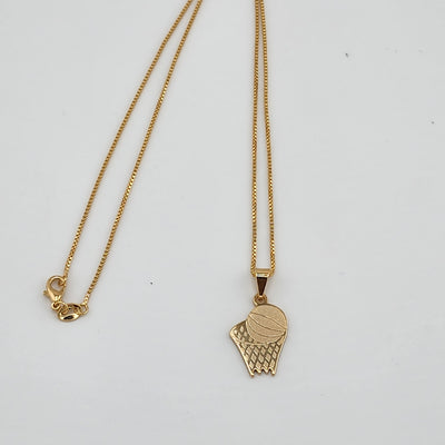 Brand New Brazilian 18k Gold Filled Basketball Necklace