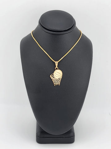 Brand New Brazilian 18k Gold Filled Basketball Necklace