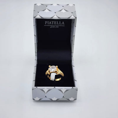 Brand New Gold Plated Round Gemstone Cz Ring