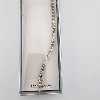 Brand New Gold Plated Yellow White Gemstone Bracelet