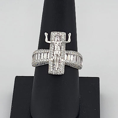 Brand New Sterling Silver 925 Jesus Cz Ring