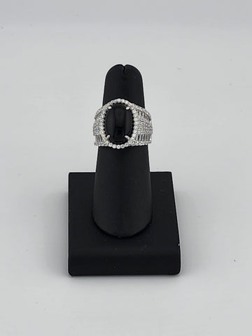 Brand New Sterling Silver 925 Onyx Oval Cz Ring