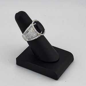 Brand New Sterling Silver 925 Onyx Oval Cz Ring