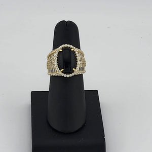 Brand New Sterling Silver 925 Onyx Oval Cz Ring