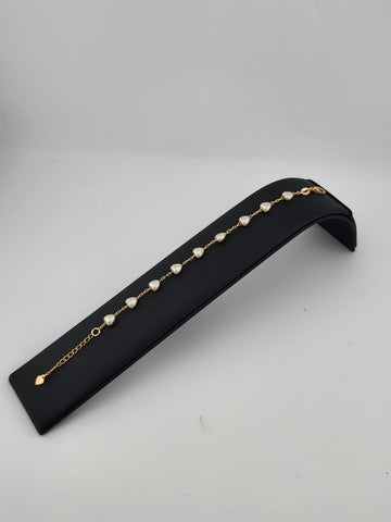 Brand New Brazilian 18k Gold Multi Hearted Bracelet