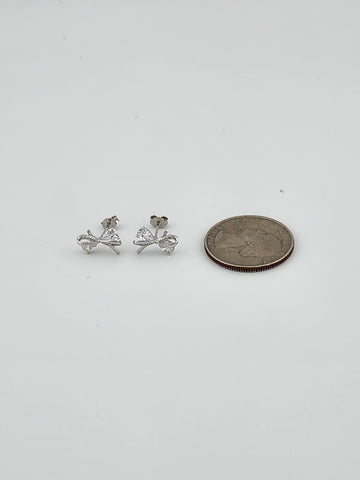 Brand New Sterling Silver 925 Bow Cz  Earrings