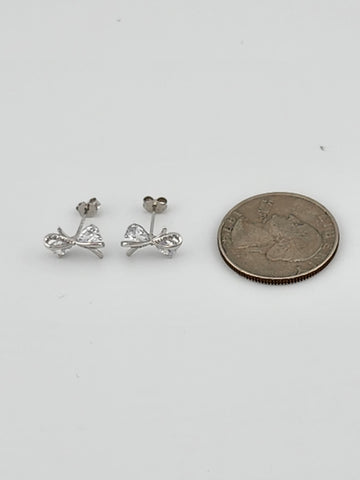 Brand New Sterling Silver 925 Bow Cz  Earrings