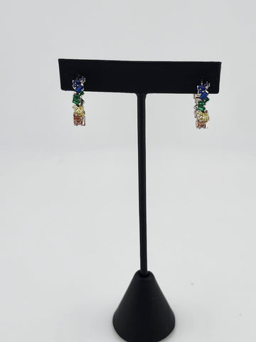 Brand New Sterling Silver 925 Multi Color Cz Earrings