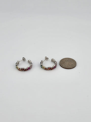 Brand New Sterling Silver 925 Multi Color Cz Earrings