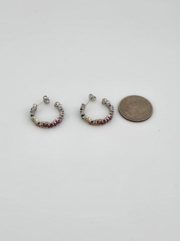 Brand New Sterling Silver 925 Multi Color Cz Earrings