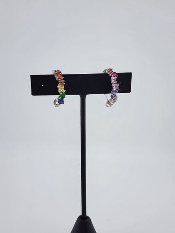 Brand New Sterling Silver 925 Multi Color Cz Earrings