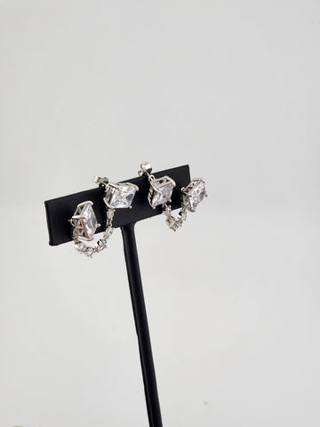 Brand New Sterling Silver 925 2 gemstones cz earrings