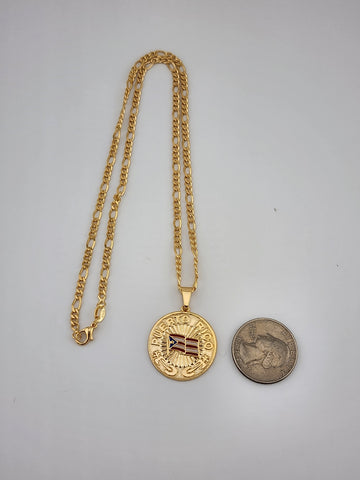 Brand New Brazilian 18k Gold Filled Puerto Rico Round Necklace