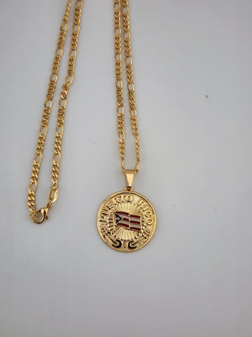 Brand New Brazilian 18k Gold Filled Puerto Rico Round Necklace