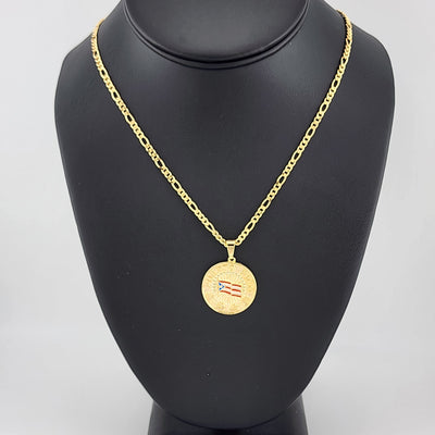 Brand New Brazilian 18k Gold Filled Puerto Rico Round Necklace