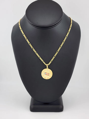 Brand New Brazilian 18k Gold Filled Puerto Rico Round Necklace