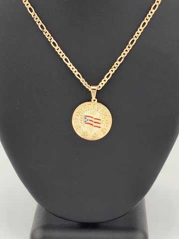 Brand New Brazilian 18k Gold Filled Puerto Rico Round Necklace