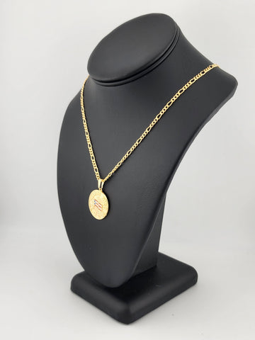 Brand New Brazilian 18k Gold Filled Puerto Rico Round Necklace