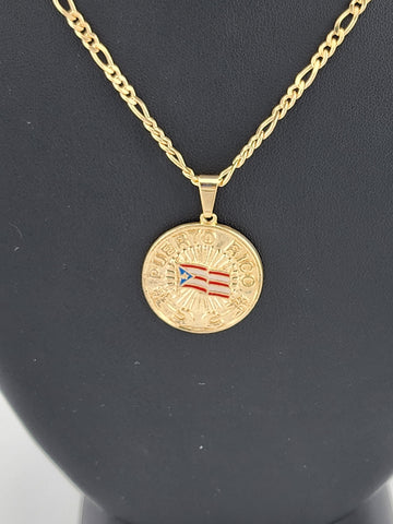 Brand New Brazilian 18k Gold Filled Puerto Rico Round Necklace