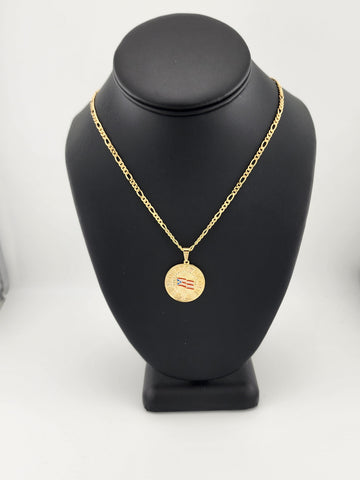 Brand New Brazilian 18k Gold Filled Puerto Rico Round Necklace