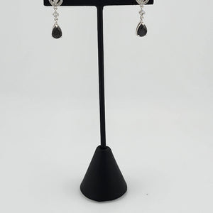 Brand New Sterling Silver 925 Black Gemstone Dangle Earrings