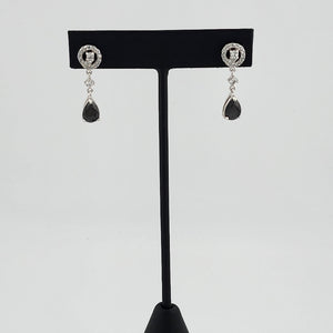 Brand New Sterling Silver 925 Black Gemstone Dangle Earrings