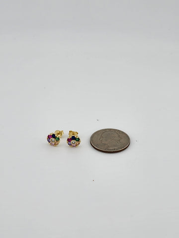 Brand New Sterling Silver 925 Round Multi Color Gemstones Earrings