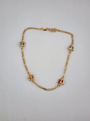 Brand New Brazilian 18k Gold Filled Multi Butterflies Anklet