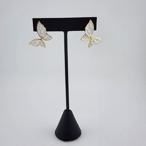 Brand New Brazilian 18k Gold Filled White Butterfly Earrings