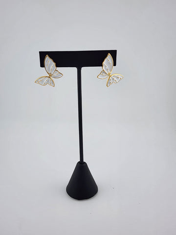 Brand New Brazilian 18k Gold Filled White Butterfly Earrings