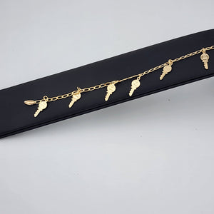 Brand New Brazilian 18k Gold Filled Multi Keys Bracelet