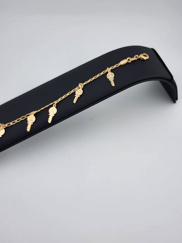 Brand New Brazilian 18k Gold Filled Multi Keys Bracelet